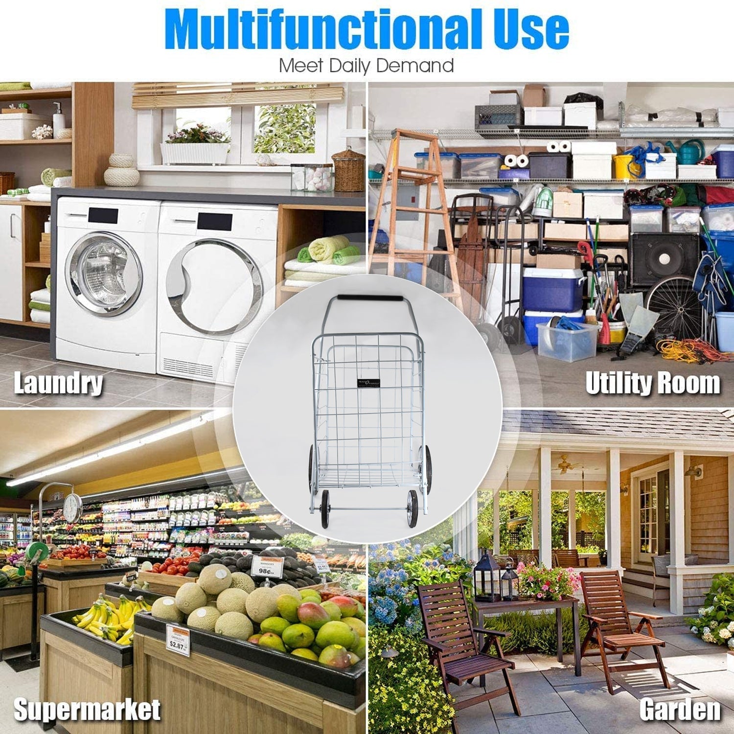 Foldable Shopping Trolley With Wheels ( Moq - 2 Pc) Wukusy