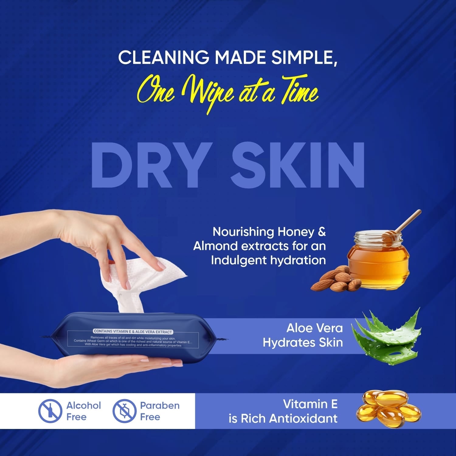 Beautiful Basics Dry Oily Sensitive  Normal Skin Face Wipes (4 Pkts X 100 Pcs Wipes) Wukusy