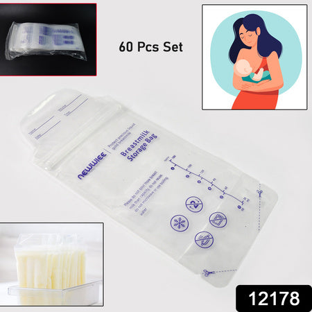Breastmilk Storage Bags Double Zipper Seal (60 Pcs Set) Wukusy