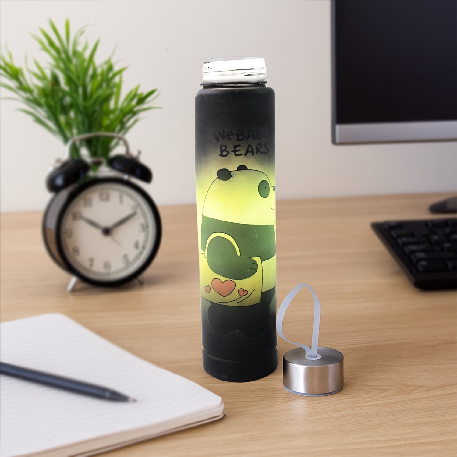 Cute Cartoon Printed Plastic Water Bottle (300 Ml  1 Pc) Wukusy