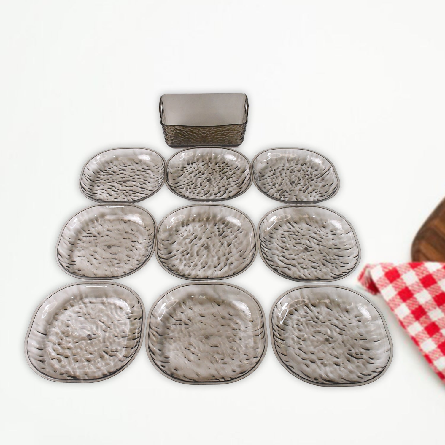 Plastic Household Plates Dinner Plates Dish Tray Skewer Bone Plate Set (10 Pcs Set) Wukusy