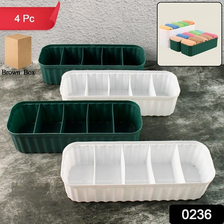 236 5-compartments Sockshandkerchiefunderwear Storage Box Socks Drawer Closet Organizer Storage Boxes (Pack Of 4) Wukusy