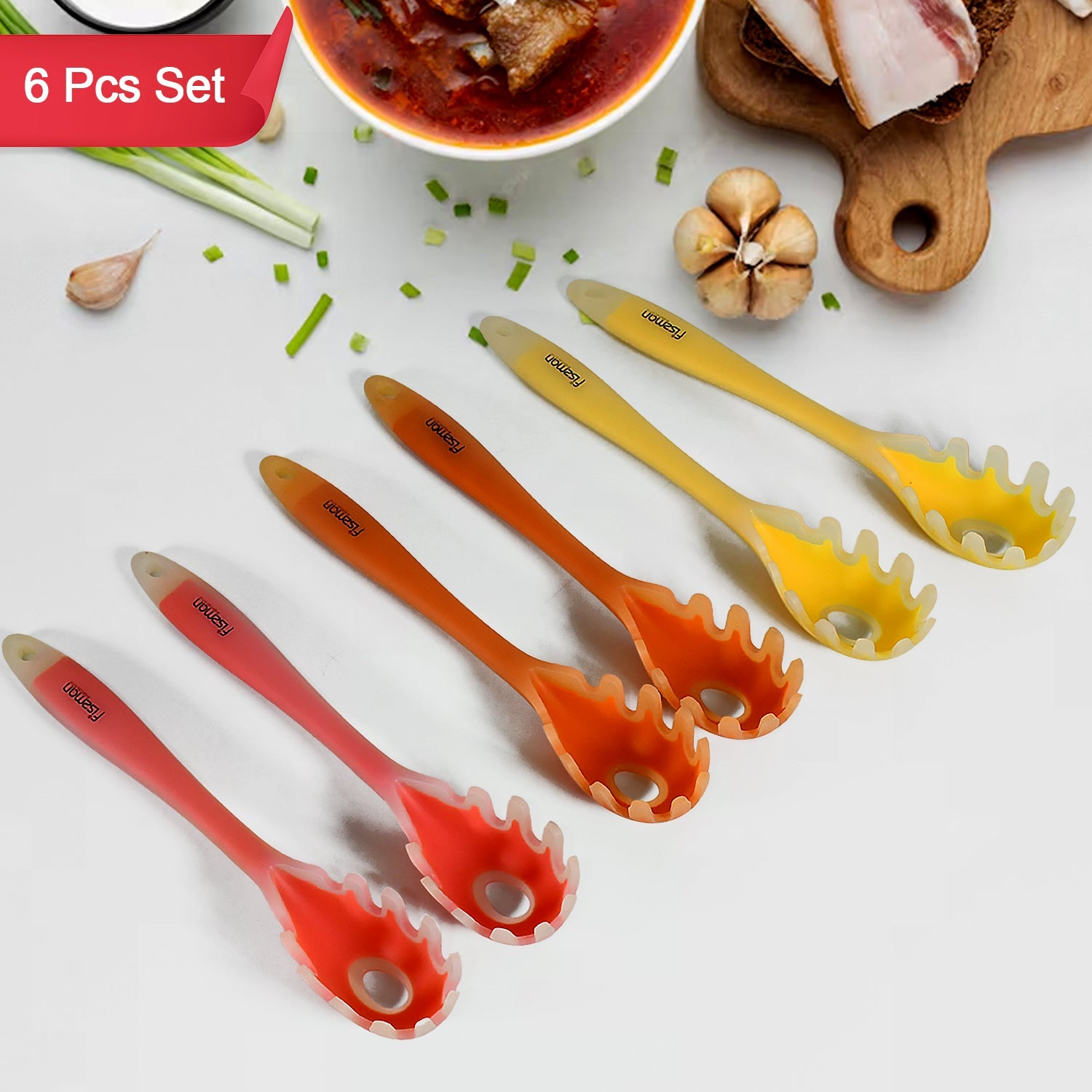 Multipurpose Silicone Spoon Silicone Basting Spoon Non-stick Kitchen Utensils Household Gadgets Heat-resistant Non Stick Spoons Kitchen Cookware Items For Cooking And Baking (6 Pcs Set) Wukusy