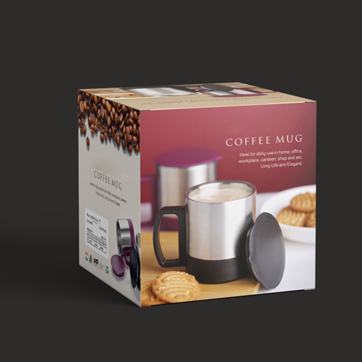 5565 Stainless Steel Coffeetea Cup Stainless Steel Lid Cover Hot Coffeetea Mug Hot Insulated Double Wall Stainless Steel Coffee And Milk Cup With Lid  Handle Easy To Carry - Coffee Cup (1 Pc) Wukusy