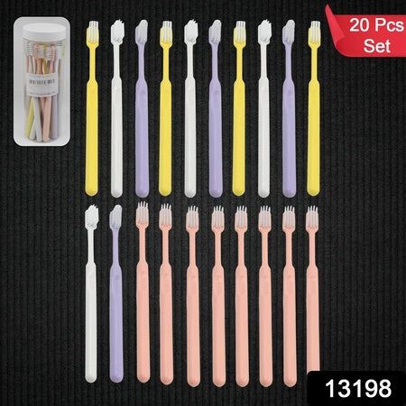 Plastic Toothbrush With Plastic Round Box (20 Pcs Set) Wukusy