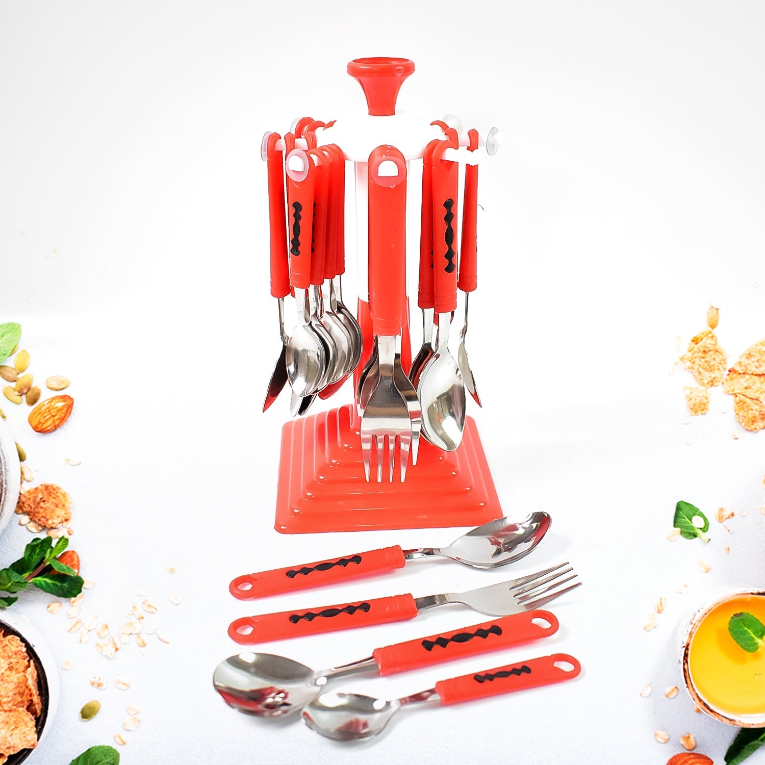 Classic Cutlery Set For Dining Table Stainless Steel 24-piece Set With Stand (1 Set Wukusy