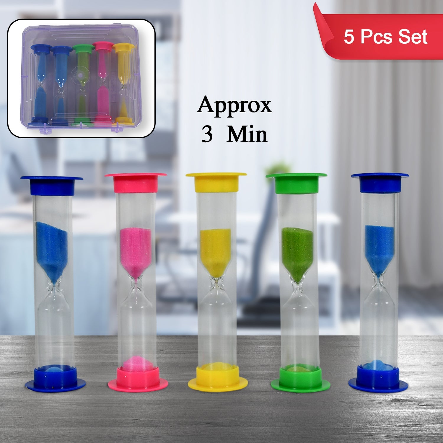 8756 Sand Timer Plastic Hourglass Sand Glass Toy Sand Clock For Kitchen Office School And Brushing Teeth For Bathroom Timer Clock Children Hourglass Sand Glass Toothbrush Household Sand Clock (3 Min Approx  5 Pc) Wukusy