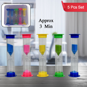 8756 Sand Timer Plastic Hourglass Sand Glass Toy Sand Clock For Kitchen Office School And Brushing Teeth For Bathroom Timer Clock Children Hourglass Sand Glass Toothbrush Household Sand Clock (3 Min Approx  5 Pc) Wukusy