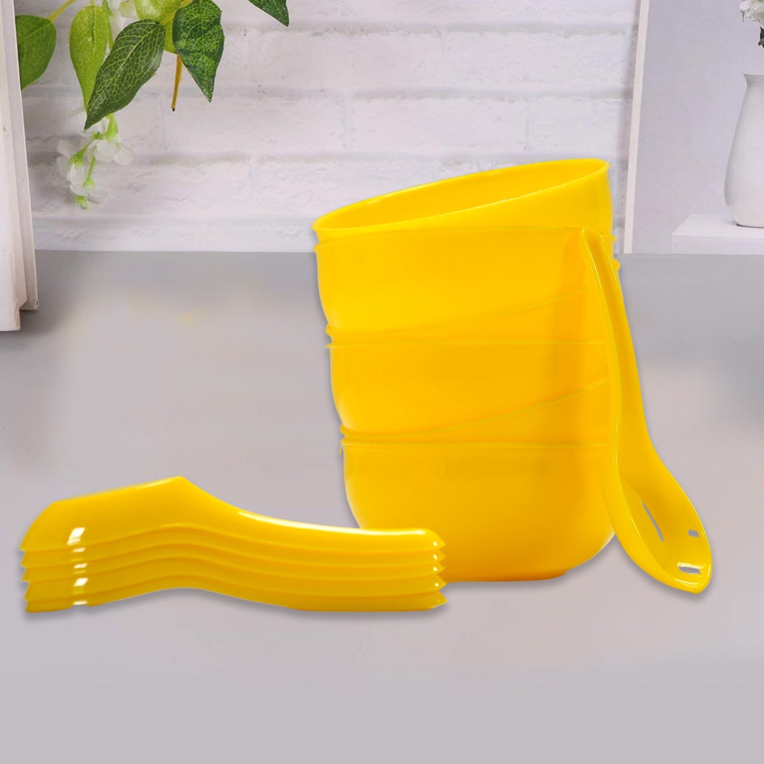 5105 Soup Bowl Spoon Set Plastic For Kitchen  Home Use Wukusy