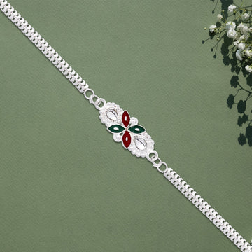 Stylish Silver Chain Rakhi Wukusy