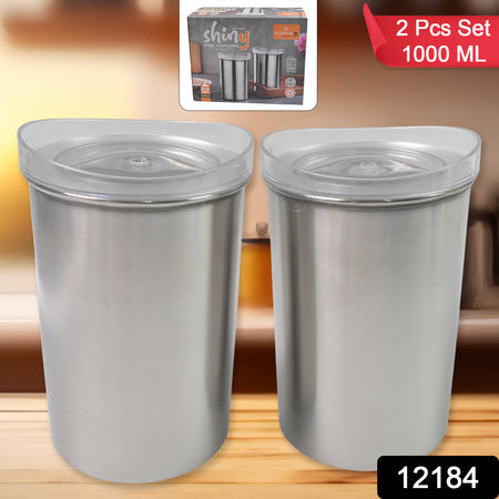 Multipurpose Stainless Steel Airtight Containers With See Through Lid (2 Pc Set  1000 Ml) Wukusy