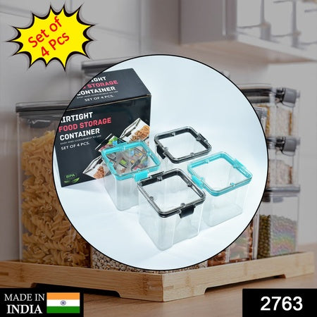 2763 4pc Square Container 700ml Used For Storing Types Of Food Stuffs And Items. Wukusy