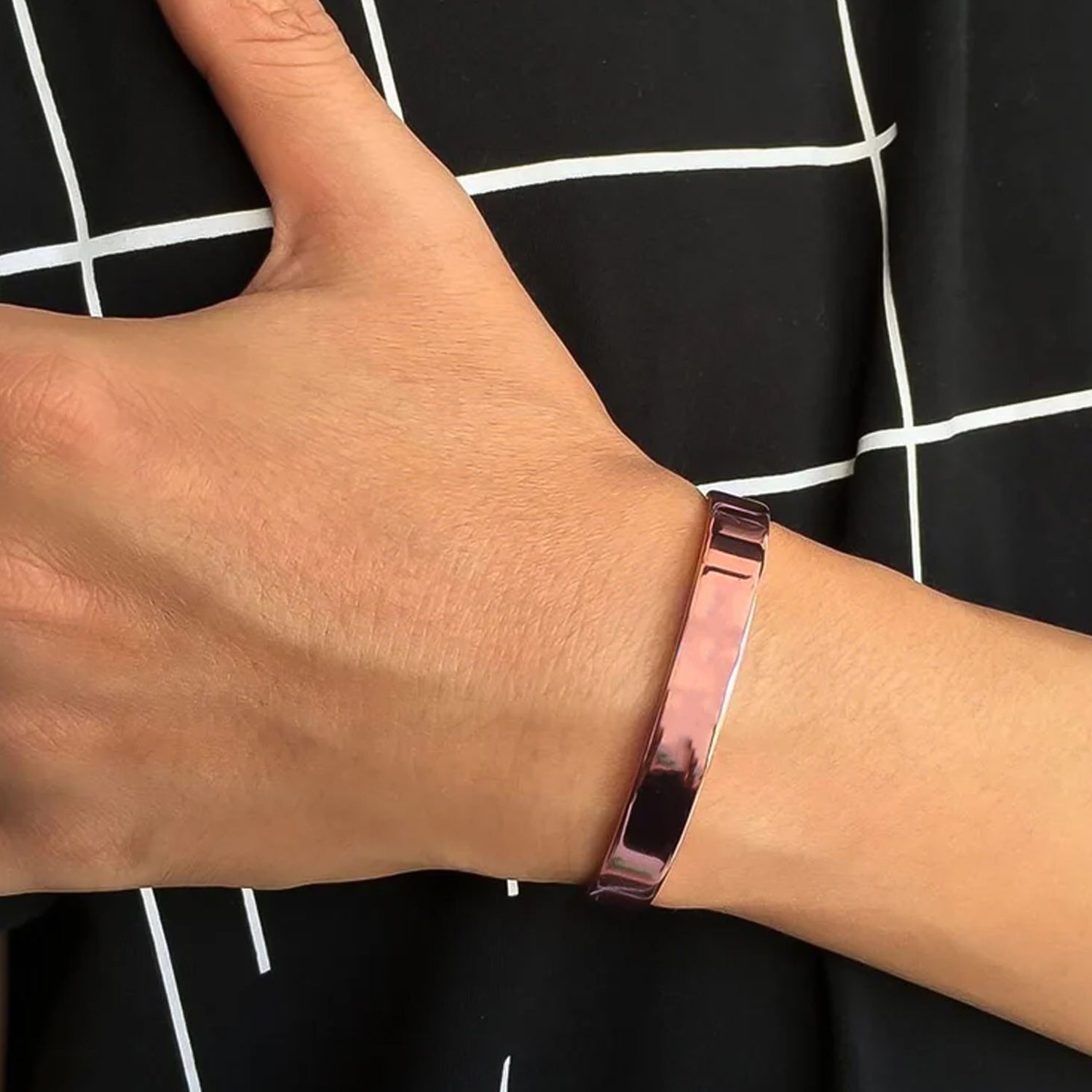 Elegant Rose Gold-plated Open Cuff Bracelet Kada (1 Pc) Wukusy