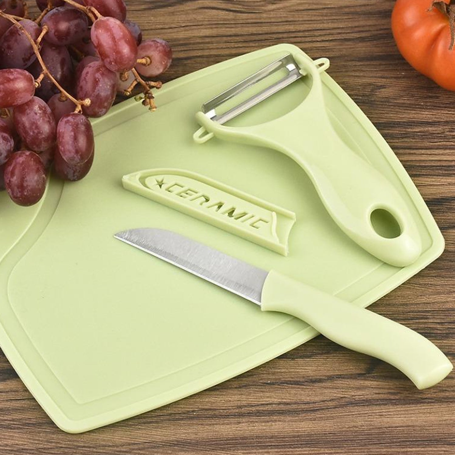 5207 Plastic Kitchen Peeler - Green  Classic Stainless Steel 3-piece Knife Set Combo Wukusy