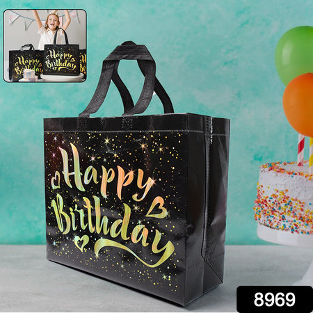Birthday Gift Bag With Gold Shiny Stars Reusable Party Gift Bags (1 Pc) Wukusy