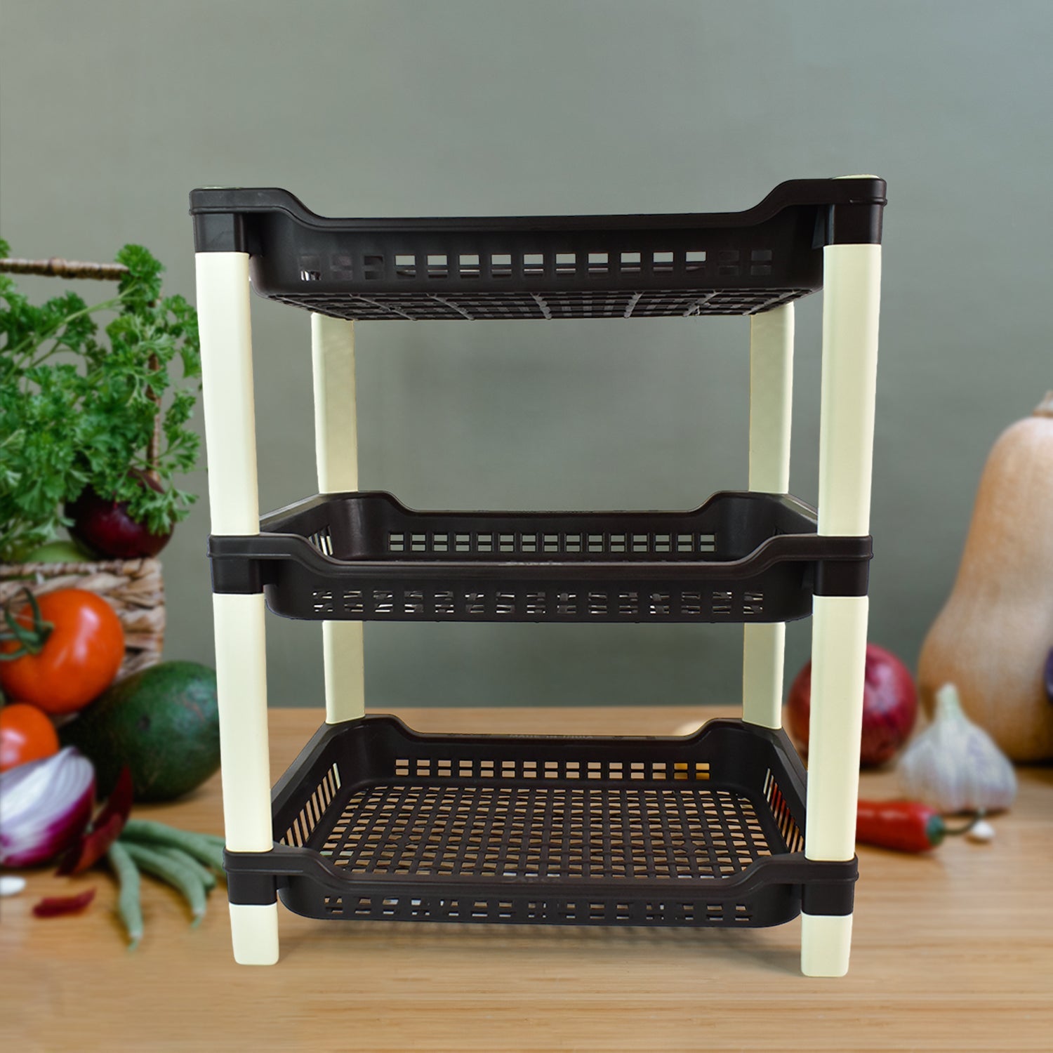 Apex Big Multi Use Plastic Storage Rack  3-tier (1 Pc) Wukusy