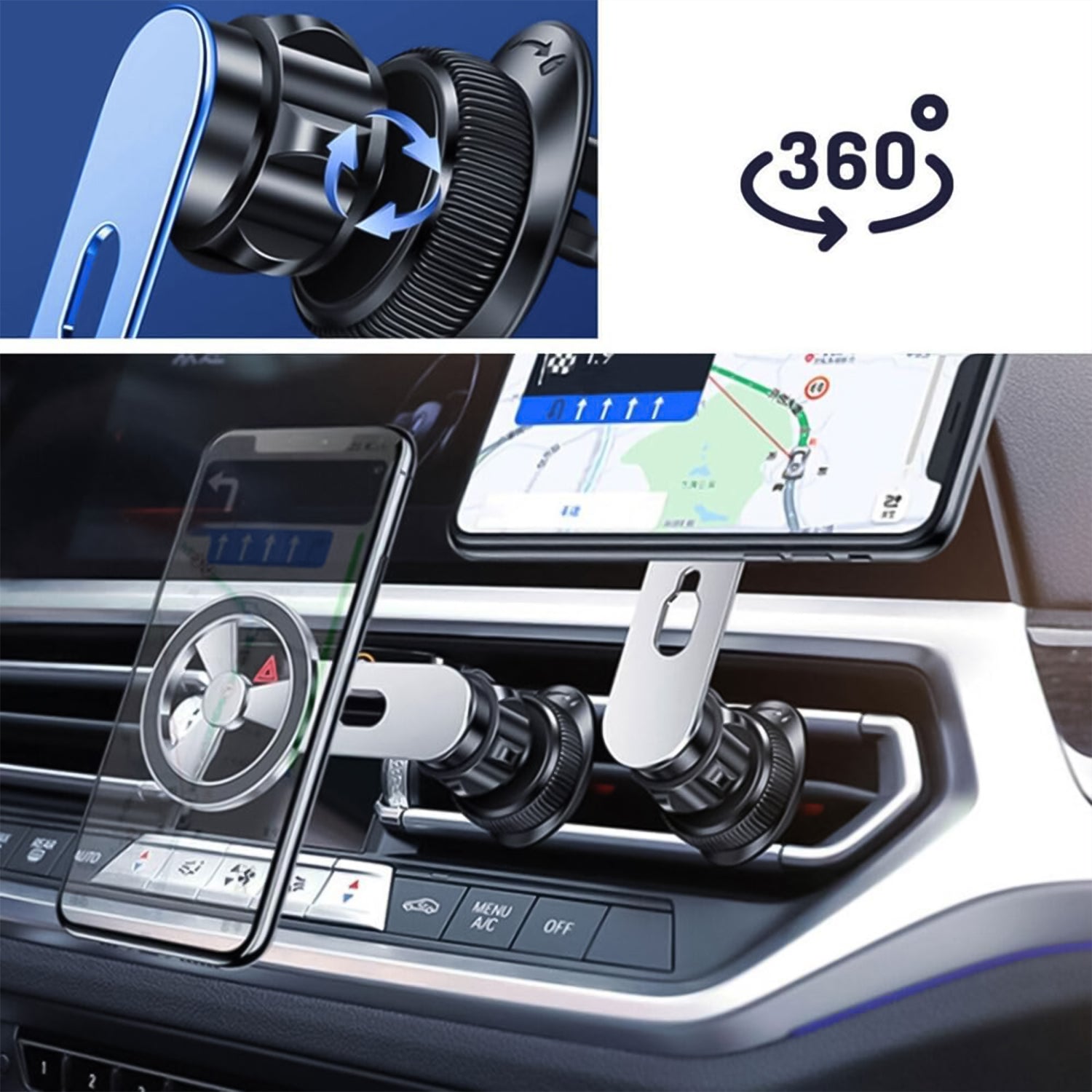 360 Rotatable  Foldable Air Vent Magnetic Phone Holder (1 Pc) Wukusy