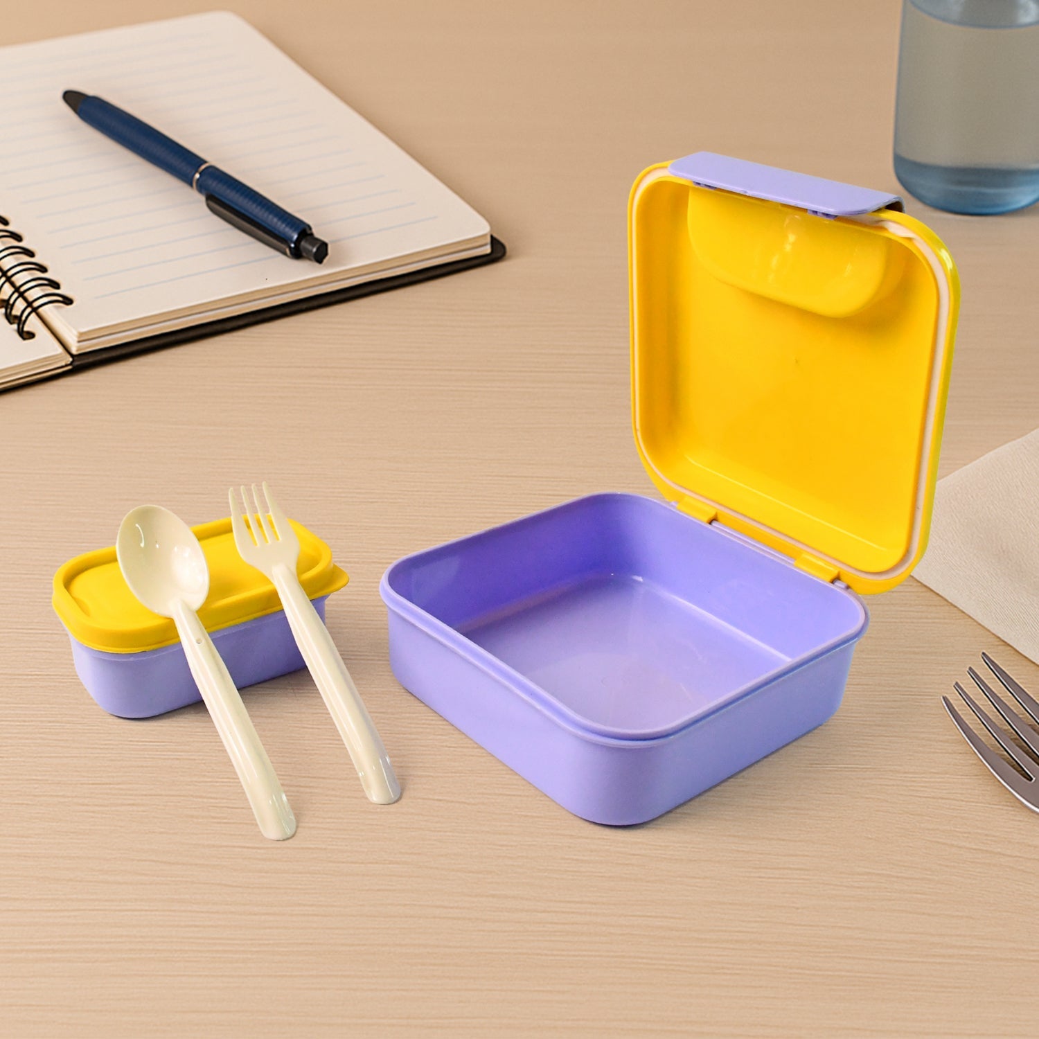 Kids Lunch Box Set With Small Inner Container Spoon  Fork (1 Pc) Wukusy