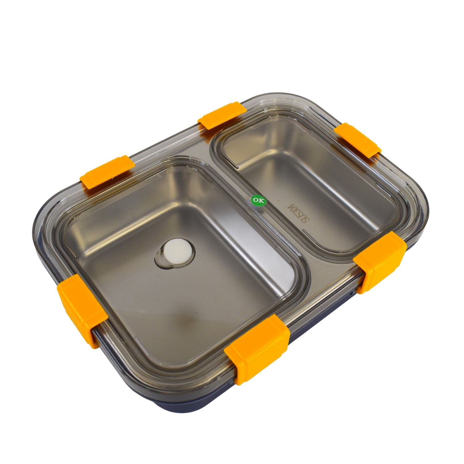 Stainless Steel Lunch Box 2 Section Lunch Box With Spoon Wukusy