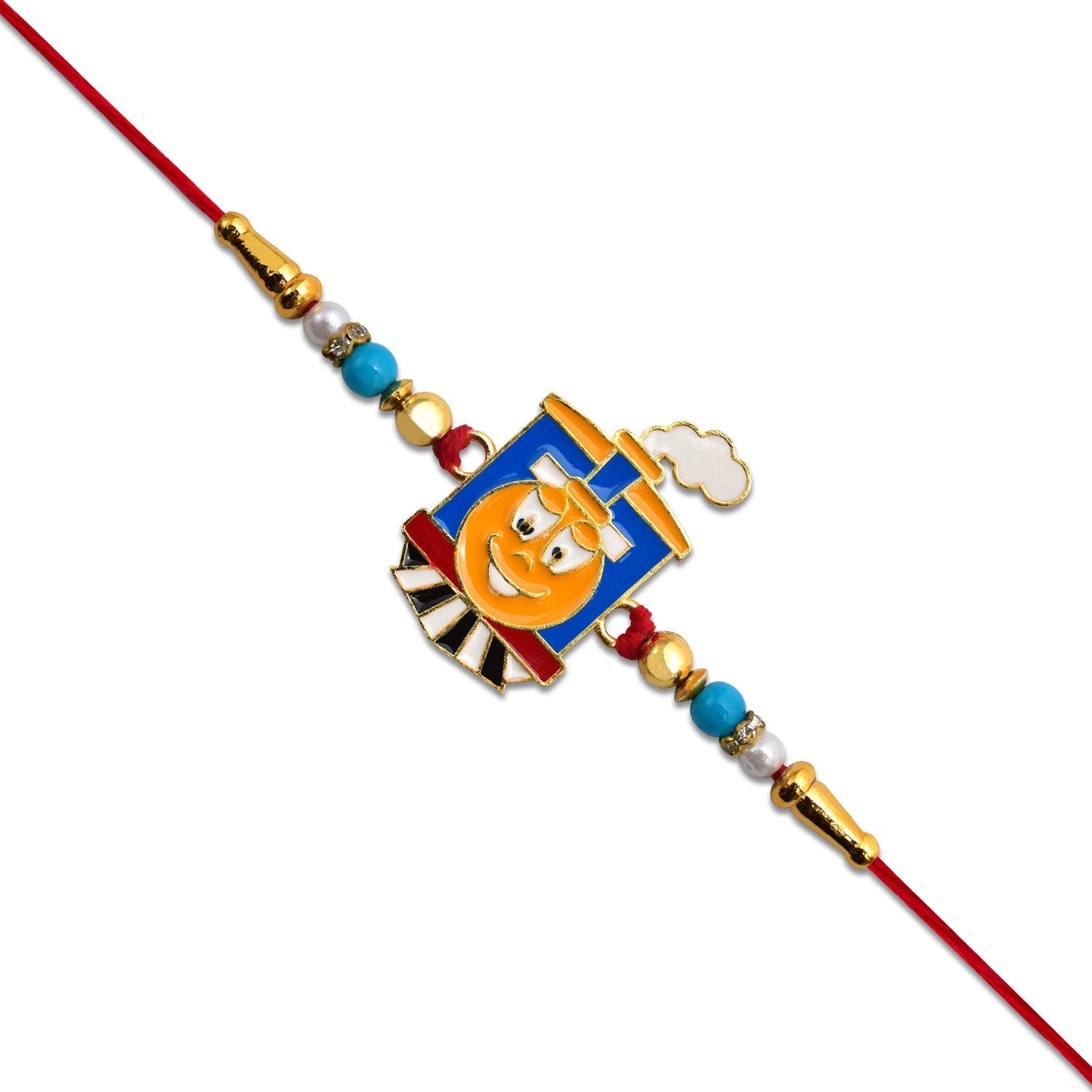 Kids Cartoon Train Rakhi With Colorful Beads Wukusy