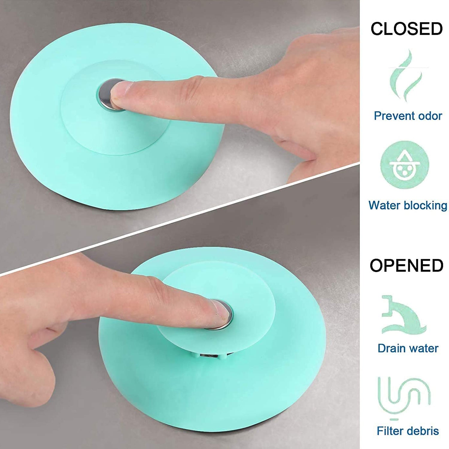 Creative 2-in-1 Light Green Silicone Sewer Sink Sealer Cover Drainer (Multicolour) Wukusy