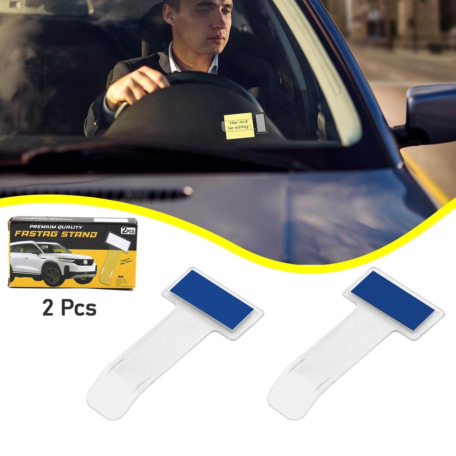 Windscreen Cardholder Fastag Stand Transparent Ticket Holder Car (2 Pc Set) Wukusy