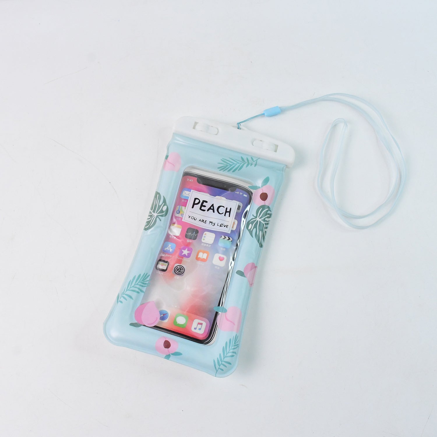 Waterproof Peach Transparent Mobile Pouch With Neck Strap (1 Pc) Wukusy