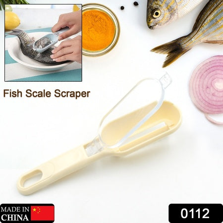0112 Plastic Fish Scales Graters Scraper Fish Skin Brush Fish Cleaning Tool Scraping Scales Device With Cover Home Kitchen Cooking Tools 1 Pieces Wukusy