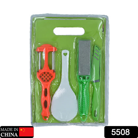 5508 Plastic Chopping Board With Knife Set And Scissor And Wine Stainless Steel And Plastic Kitchen Item Multipurpose Cutting Vegetables Wukusy