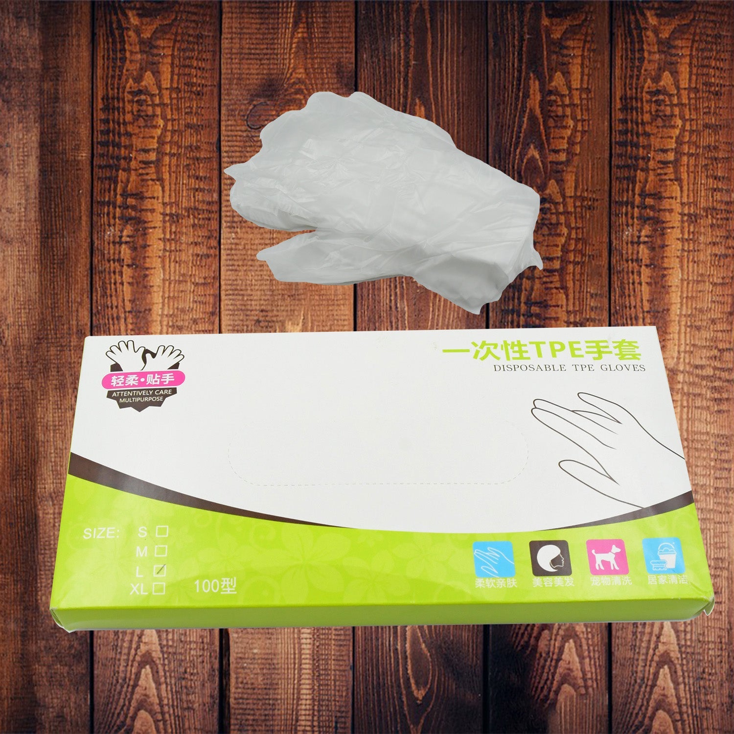 0665 Large Size Plastic Transparent Disposable Clear Plastic Hand Gloves For Home Kitchen Hotels Hospitals Clinics Beauty Parlor Saloons (100 Pcs) Wukusy