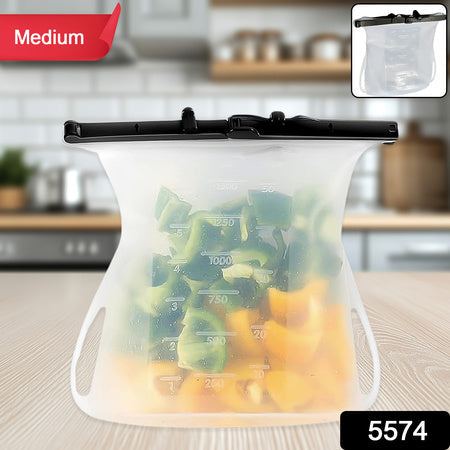 Reusable Silicone Food Storage Bag Set Leakproof Lock Reusable Flat Bottom Freezer Bags Sandwich Bags Silicone Food Grade Kids Snack Bags Bpa Free Microwave Dishwasher Safe (1 Pc) Wukusy