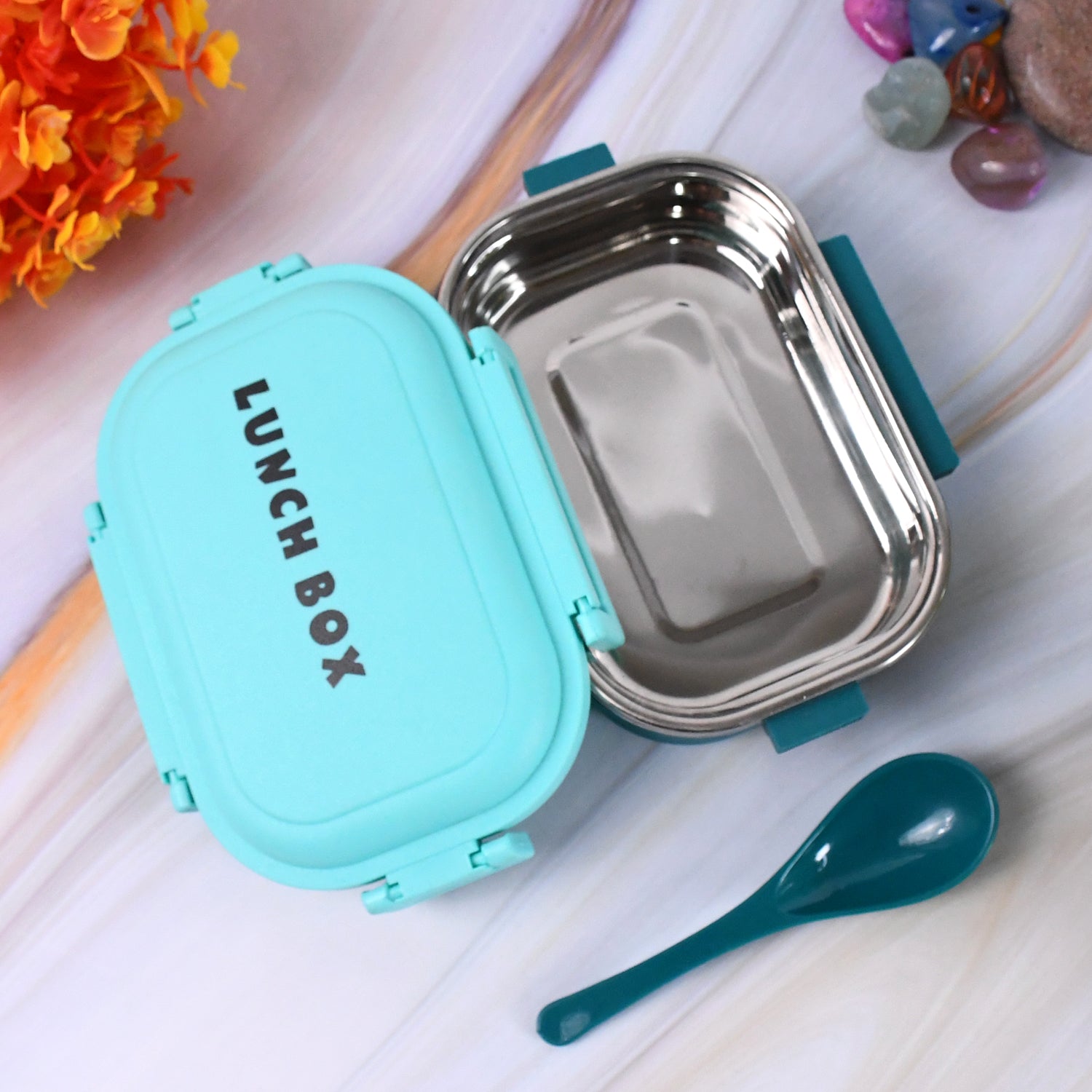 Insulated Testy Stainless Steel Leakproof Lunch Box With Spoon (1 Set) Wukusy