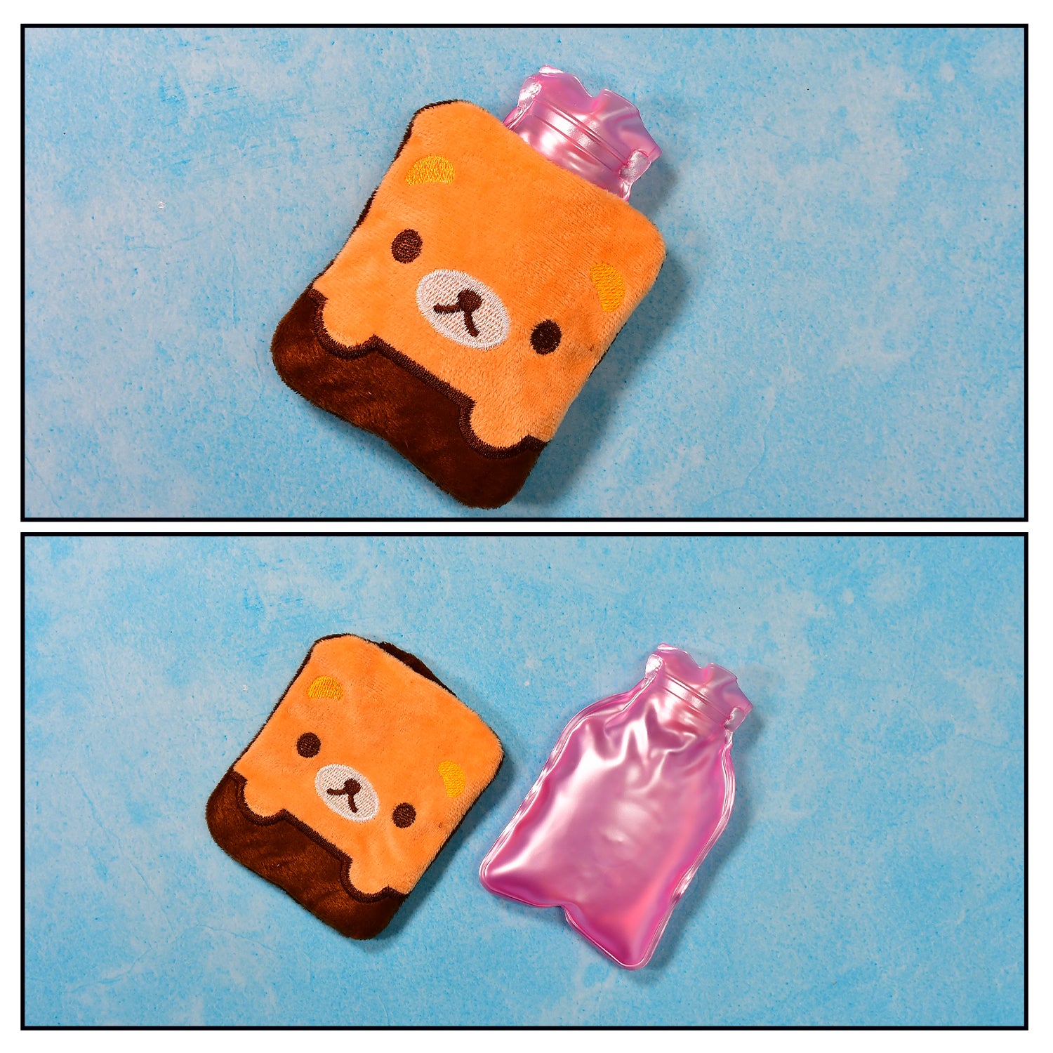 6527 Brown Panda Print Small Hot Water Bag With Cover For Pain Relief Neck Shoulder Pain And Hand Feet Warmer Menstrual Cramps. Wukusy