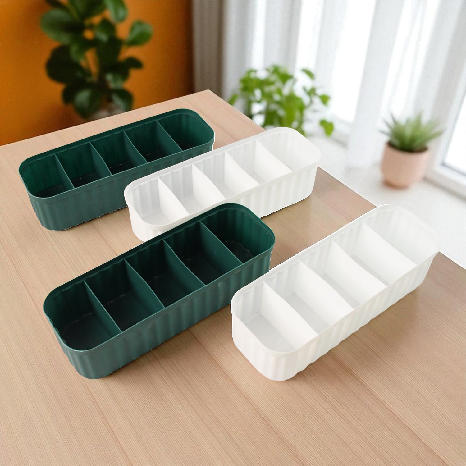236 5-compartments Sockshandkerchiefunderwear Storage Box Socks Drawer Closet Organizer Storage Boxes (Pack Of 4) Wukusy