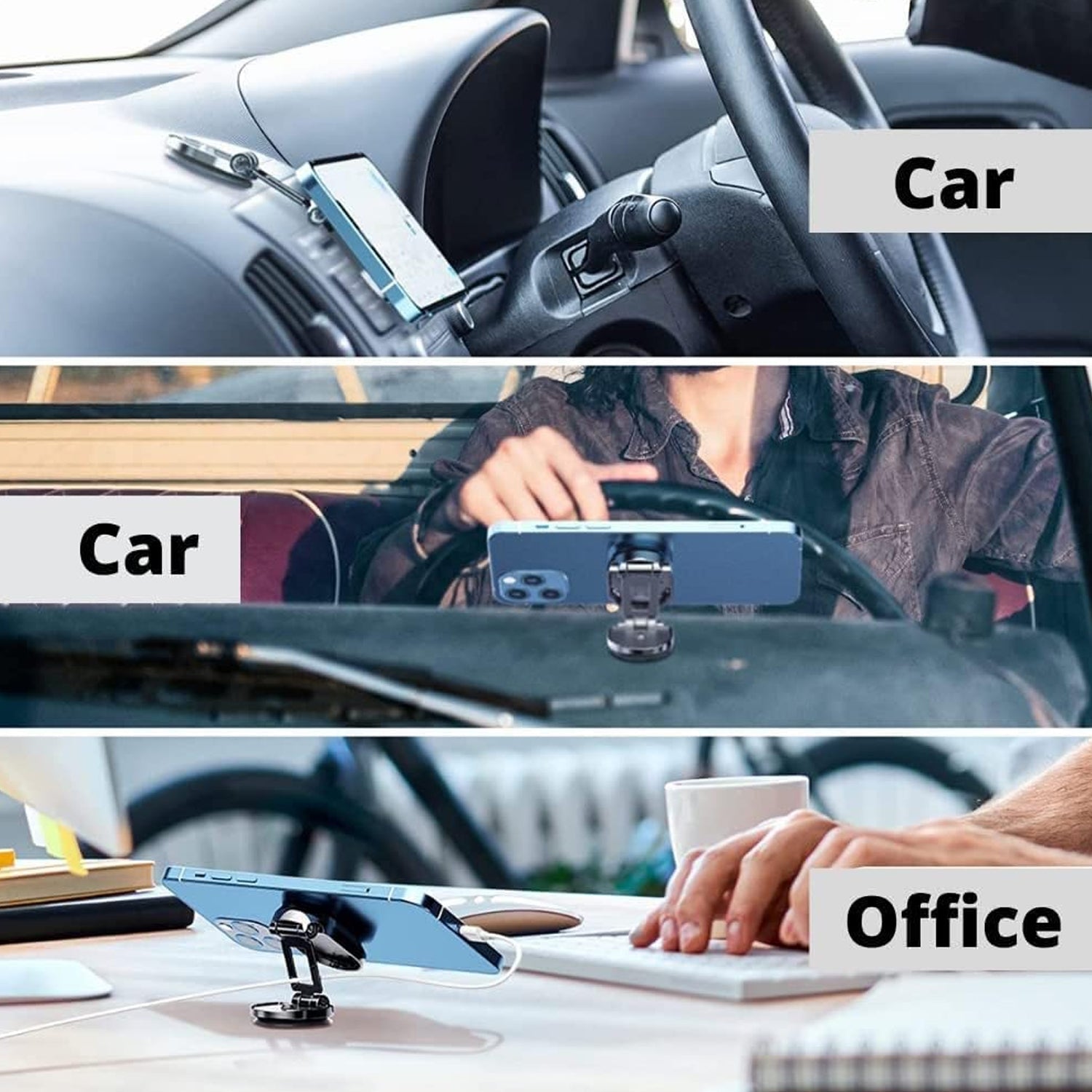 6102 360 Degree Rotating Magnetic Car Phone Holder  Metal Folding Car Phone Holder  New Alloy Folding Magnetic Car Phone Holder (Pack Of 1) Wukusy