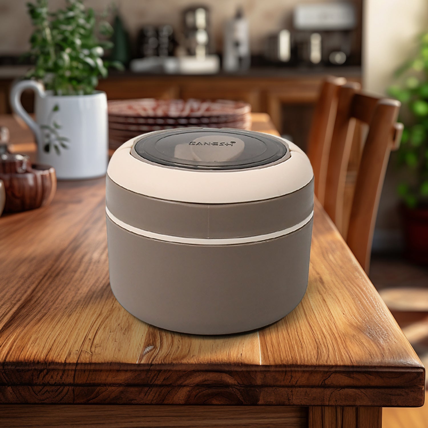 8716 Ganesh Cresta Food Insulated Airtight Leak-proof Lunch Box With Spoon For Office School Picnic (1pc) Wukusy