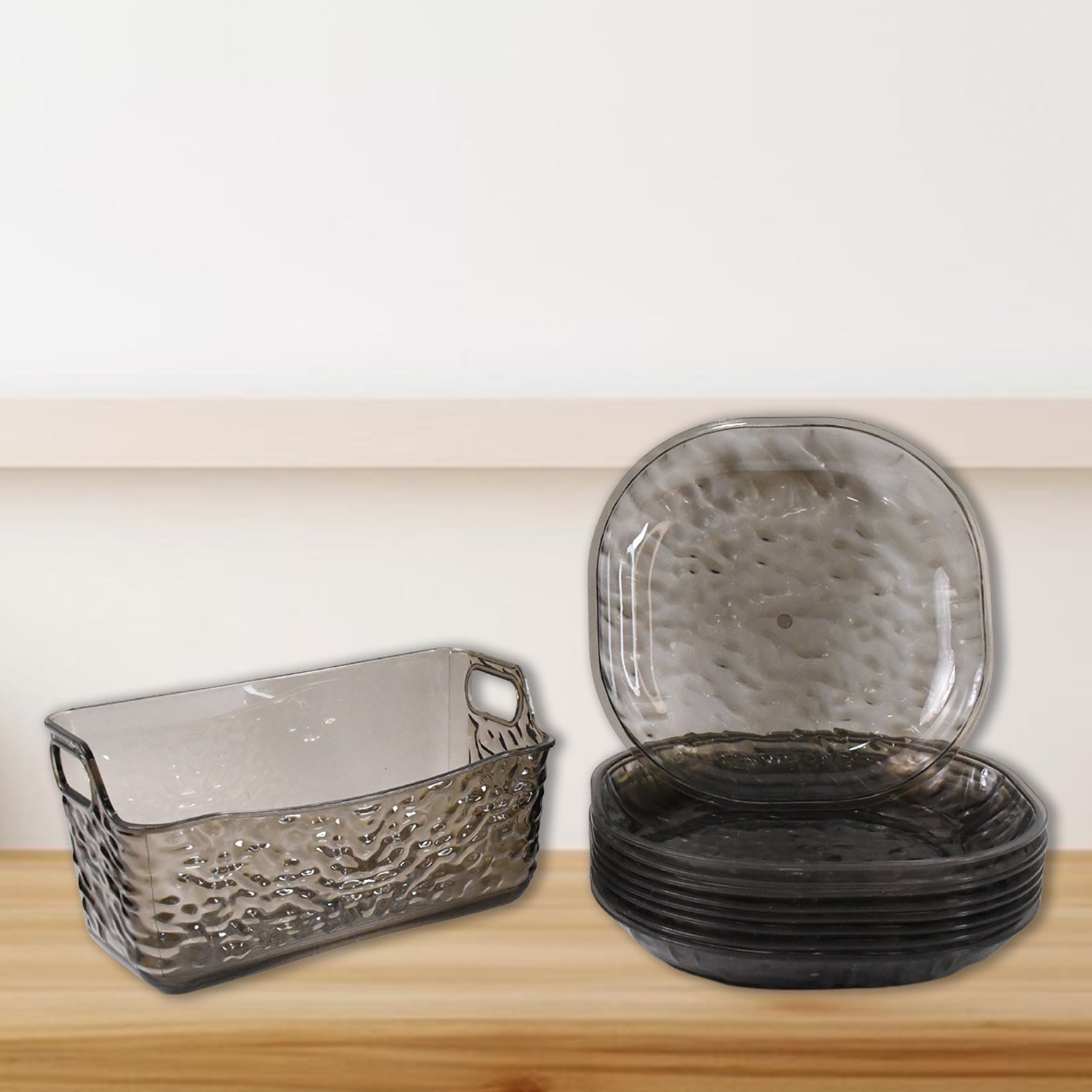 Plastic Household Plates Dinner Plates Dish Tray Skewer Bone Plate Set (10 Pcs Set) Wukusy