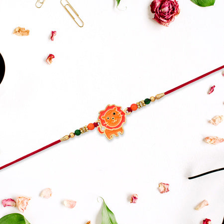 Cute Lion Kids Rakhi With Beaded Thread Wukusy