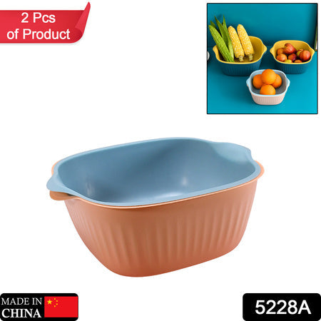 5228a  Kitchen Bowl Plastic Washing Bowl And Strainer Drainer Basket For Home  Kitchen Use Wukusy