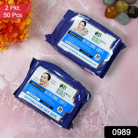 Beautiful Basics Normal  Oily Skin Face Wipes (2 Pkts X 50 Pcs Wipes) Wukusy