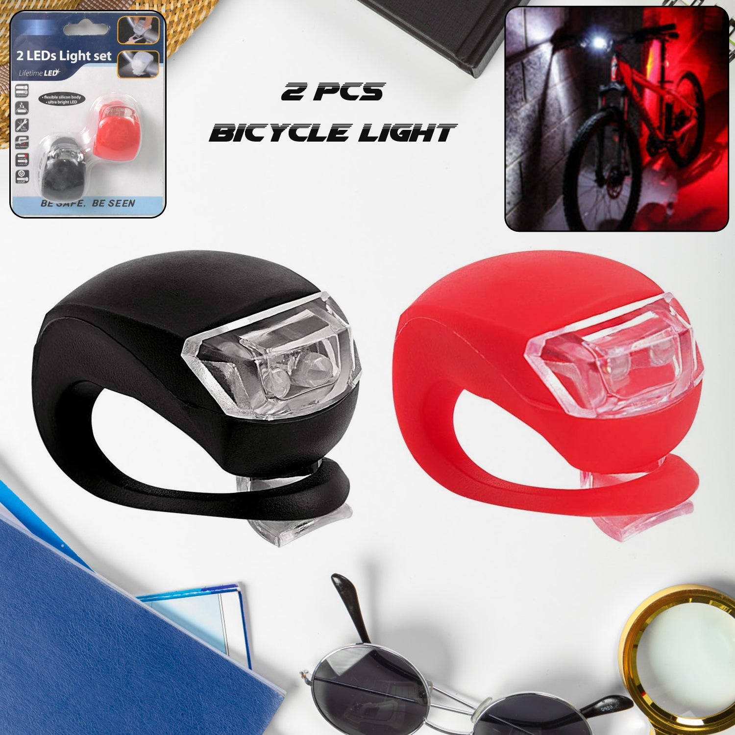 Silicone Led Bike Light Set (2 Pcs Set) Wukusy
