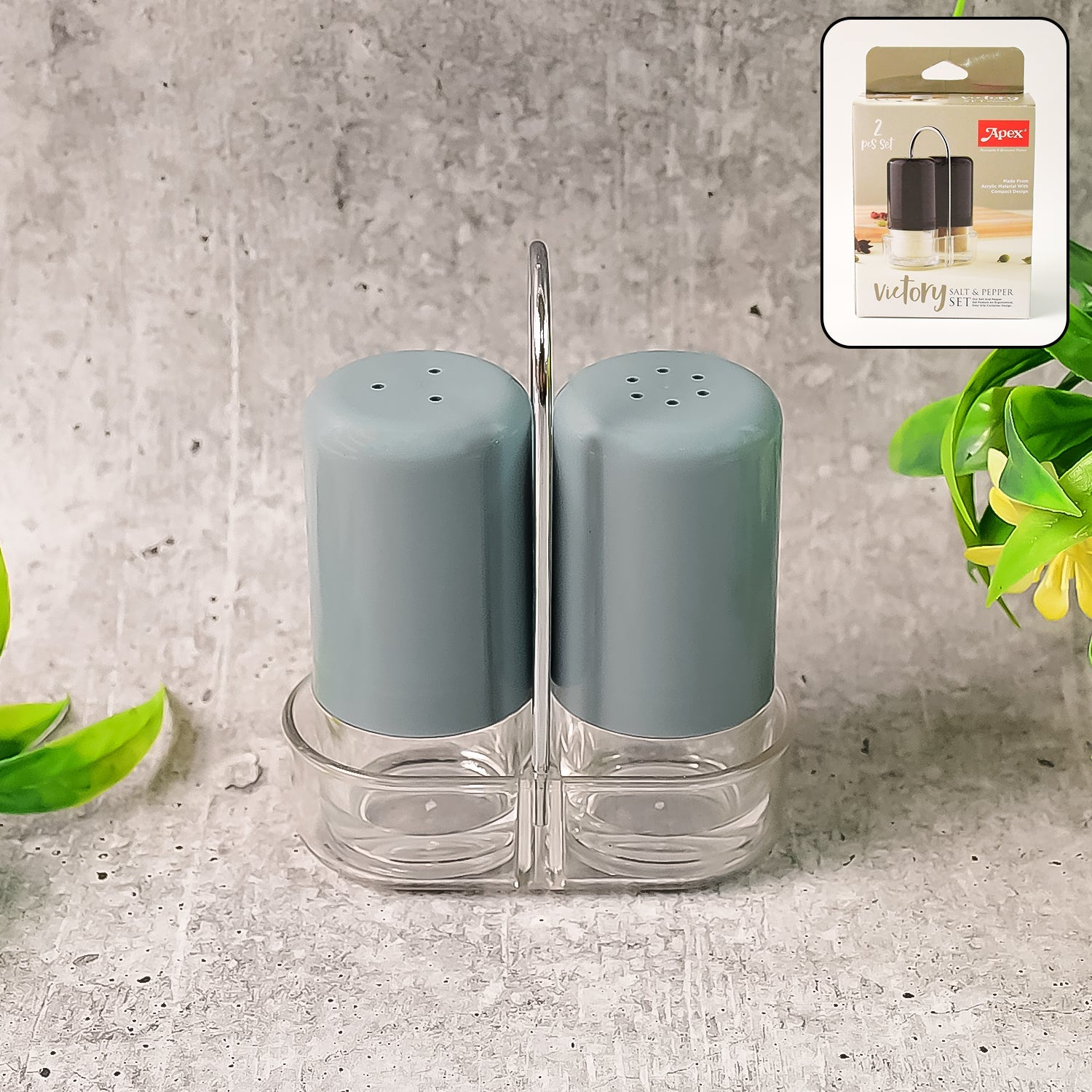 Apex Victory Salt  Pepper Dispenser Set  2 Pcs Acrylic Seasoning Shaker Wukusy