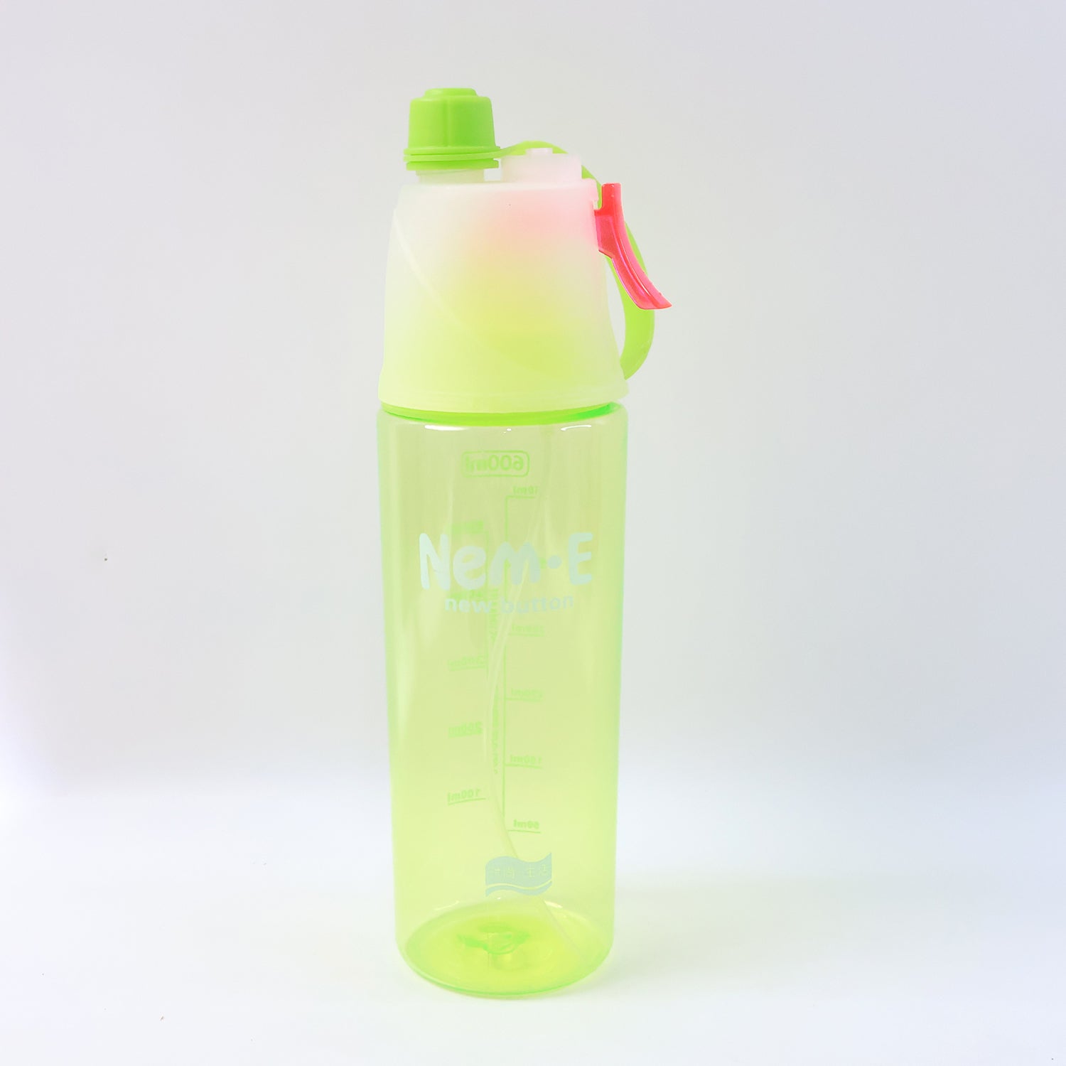 Plastic Dual Function Sports Water Bottle With Built-in Mist Spray And Leakproof Cap (600ml  1 Pc) Wukusy