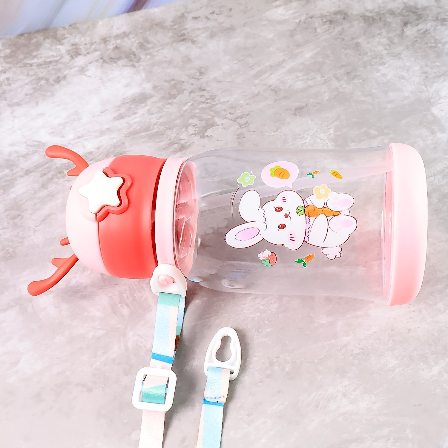 Cute Cartoon Water Bottle Approx 450ml (1 Pc) Wukusy