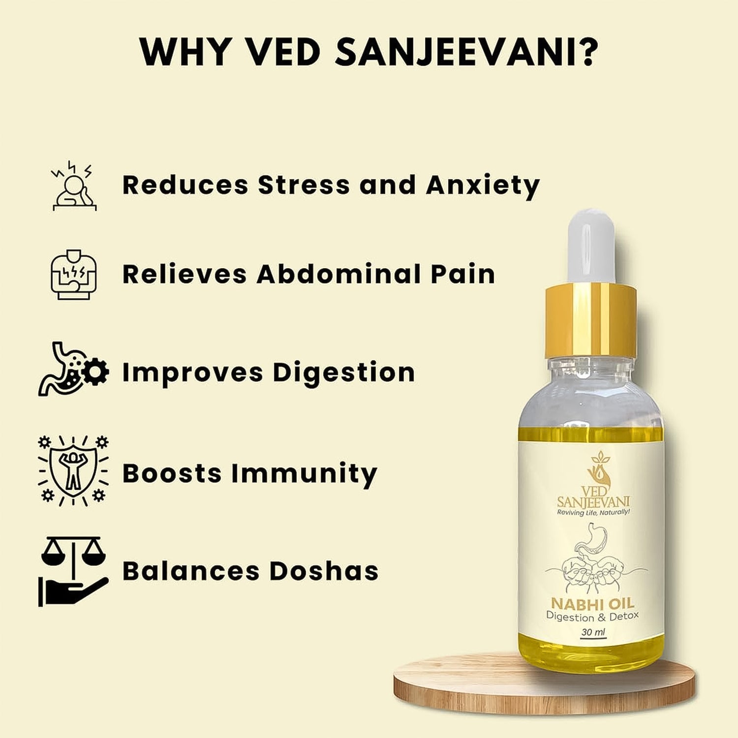 Ved Sanjeevani 30ml Ayurvedic Nabhi Oil For Digestion  Detox (30ml  1 Pc) Wukusy