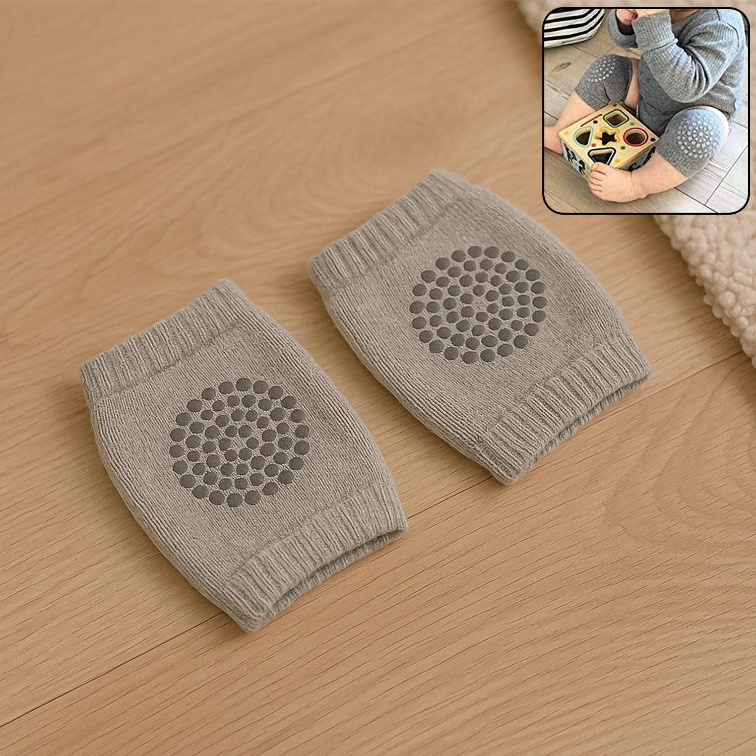 Light Grey Toddler Wool Knit Leg Warmer (Knee Guard) Wukusy