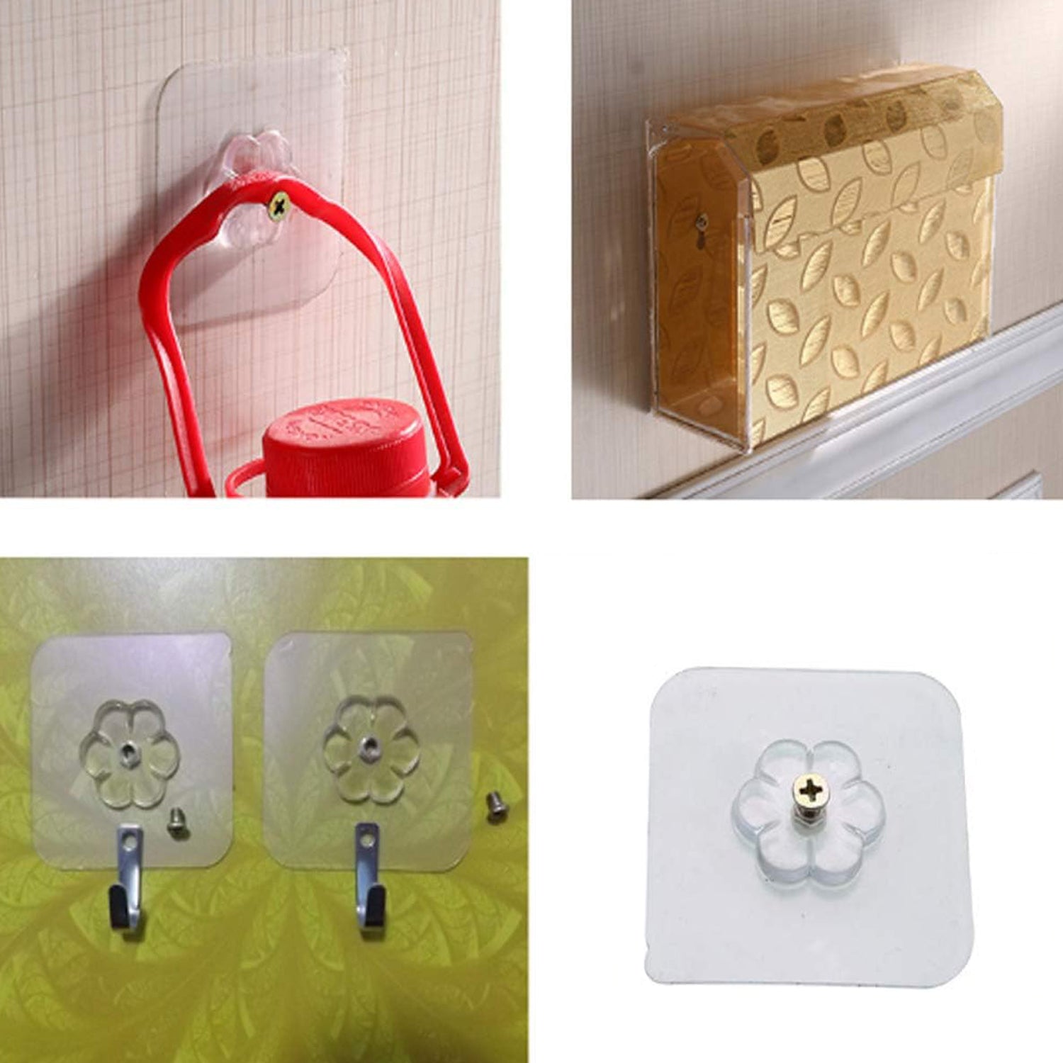 Self Adhesive Hooks Sticker  Screw Nut And Bolt Type (4 Pcs Set) Wukusy