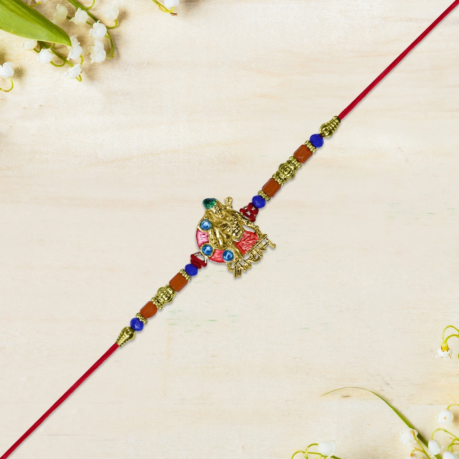 Lord Jagannath Rakhi With Multicolor Beads Wukusy