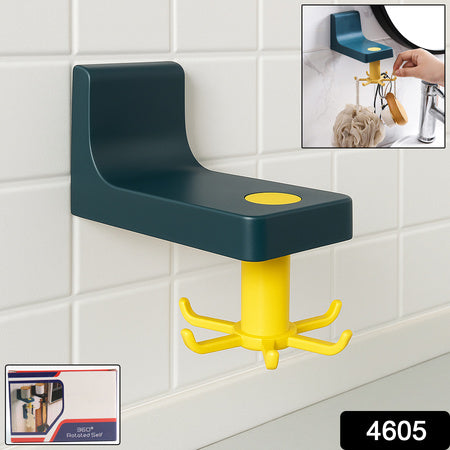 4605 360 Degree Rotating Self Adhesive Plastic Wall Hook Hanger Multifunctional Hanger With 6 Heavy Duty Claw Hooks Wukusy