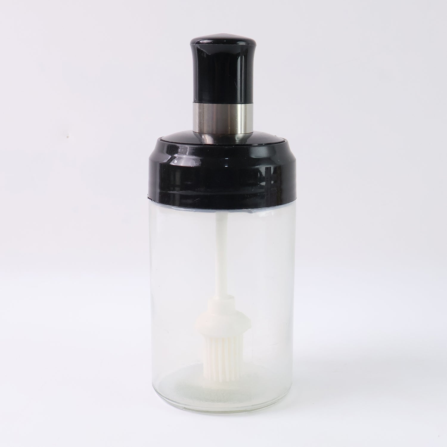 Clear Glass Oil Dispenser Bottle With Integrated Silicone Basting Brush (250ml Approx) Wukusy